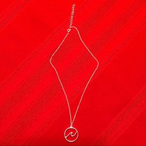 Dainty Silver Tone Wave Necklace